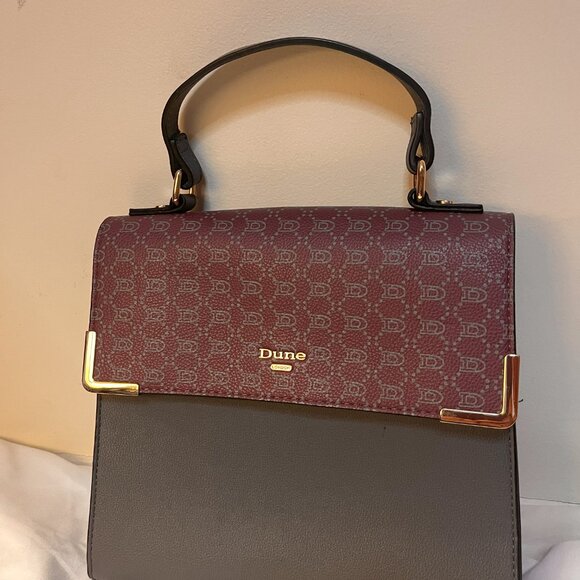 Dune London Burgundy and Gray Satchel - Picture 2 of 5